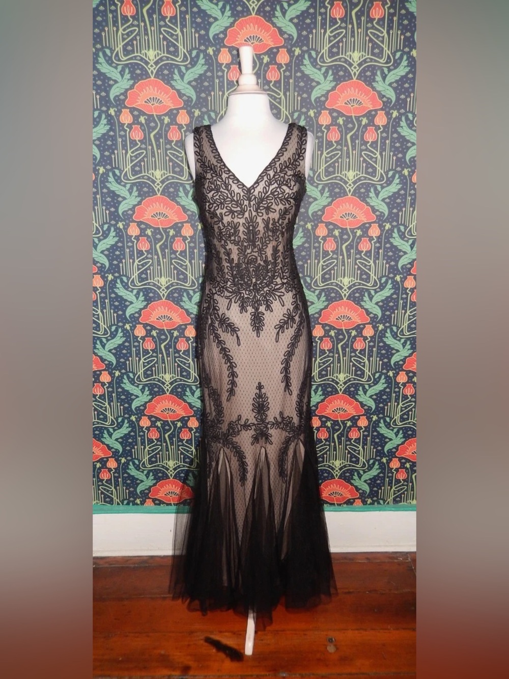 Vintage Cachet Black Lace Prom Mermaid Dress Size 2